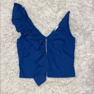 HM super fun and flirty ruffled blue tank!